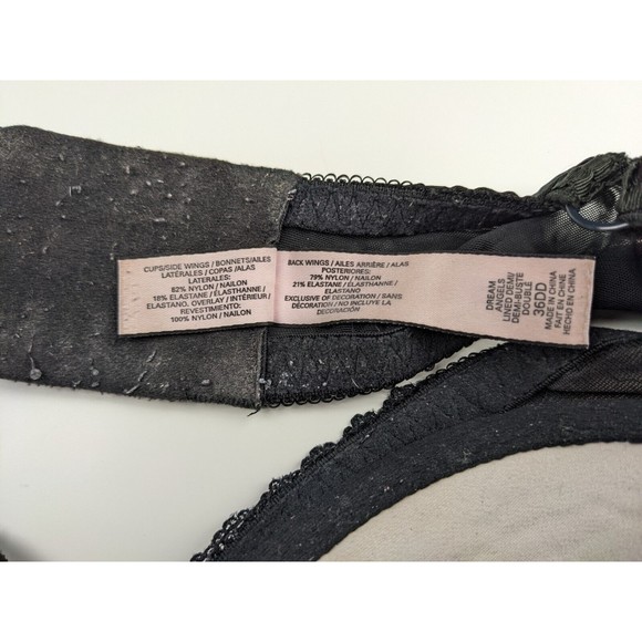 Victoria's Secret Bra Dream Angels Demi 36DD Cream Black Floral Polka Dot Lace - Picture 5 of 6